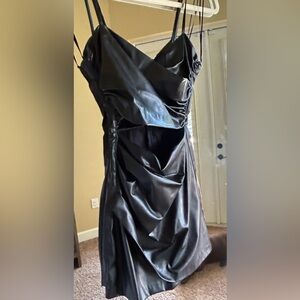 Zara faux leather cut out dress